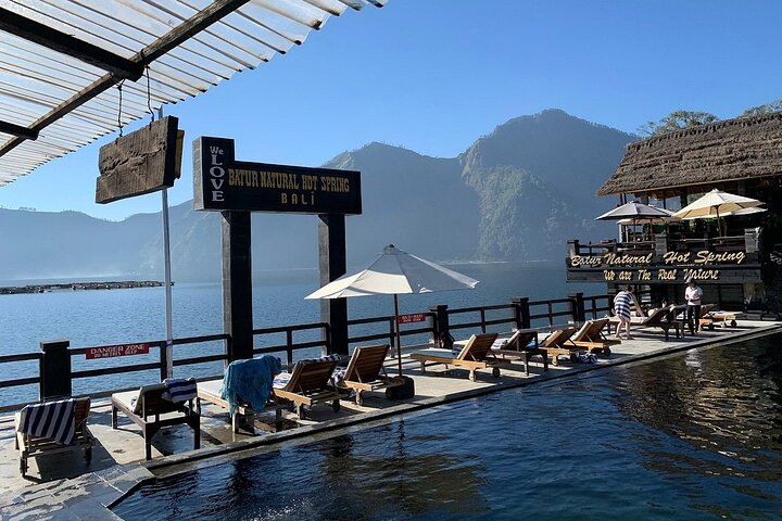 Mount Batur natural hot spring with caldera lake views