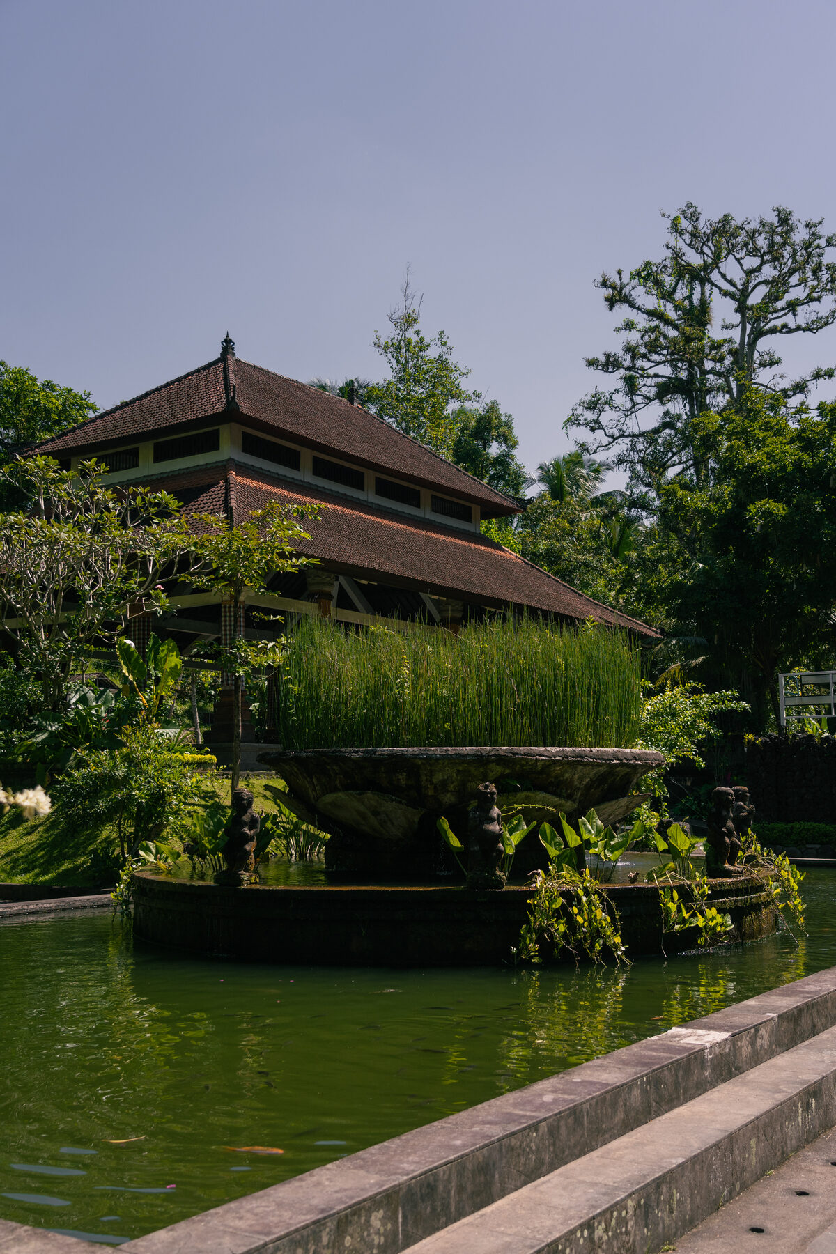 Peaceful path through the Taman Mumbul temple complex in Sangeh
