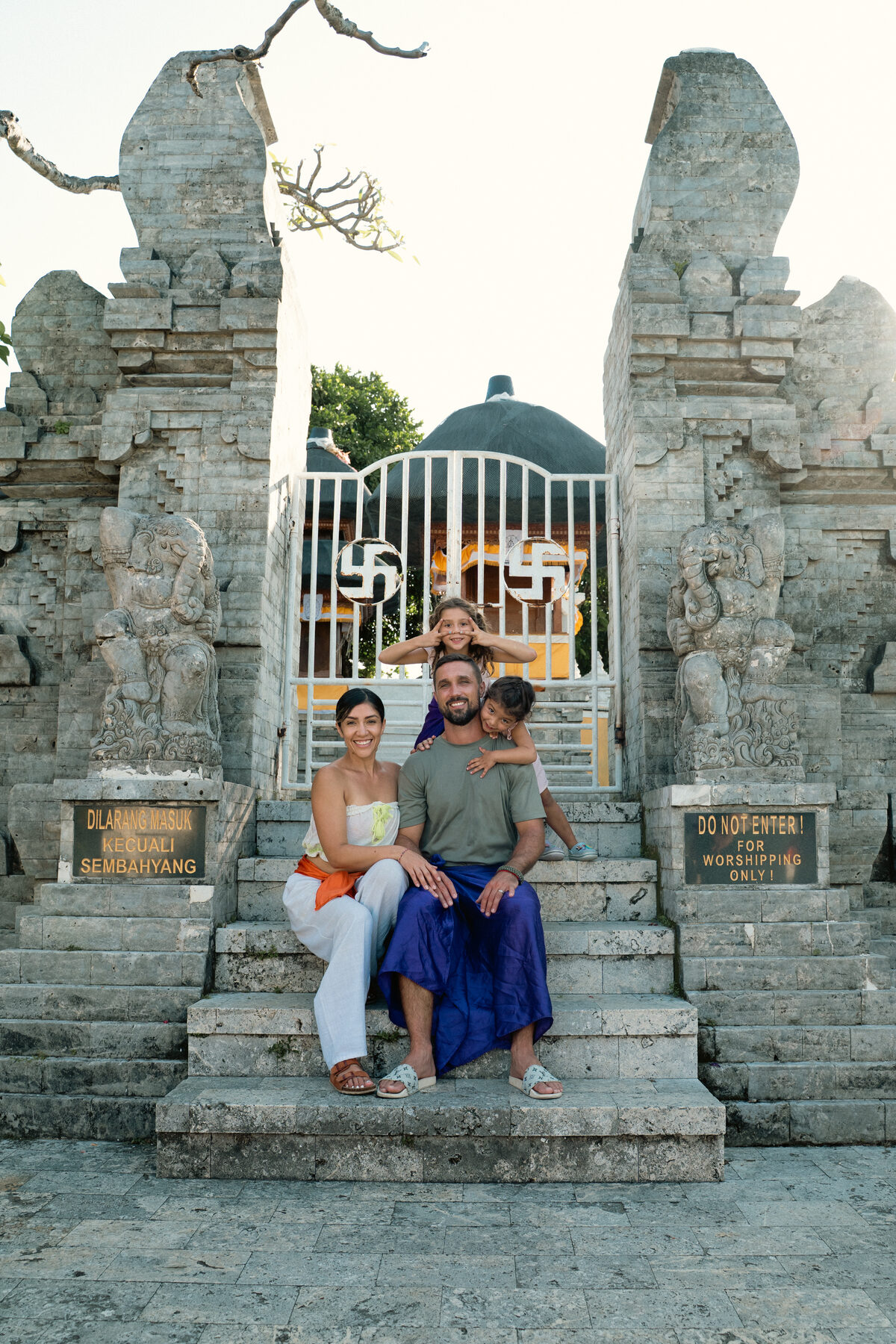 Sunset view of Uluwatu temple perched on the cliff above the Indian Ocean